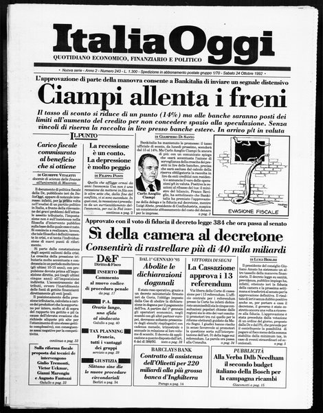 Italia oggi : quotidiano di economia finanza e politica